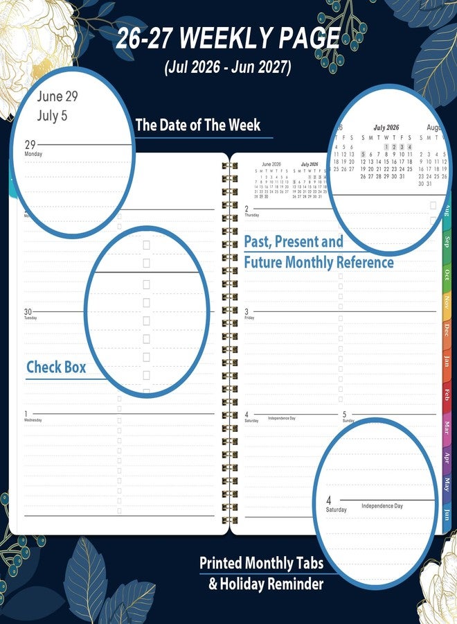 Indeme 2026-2027 Planner - Academic Planner 2026-2027, July 2026 - June 2027, 7.87'' x 9.96'', Monthly Tabs, Twin-wire Binding, Thick Paper, Perfect Daily Organizer - Image 4
