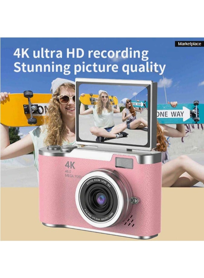 general 48MP Student Digital Camera with 4K CCD Digital Zoom, Portable Digital Camera with 180° Screen and Selfie Camera with Free 32GB SD Card and Card Reader - Image 3