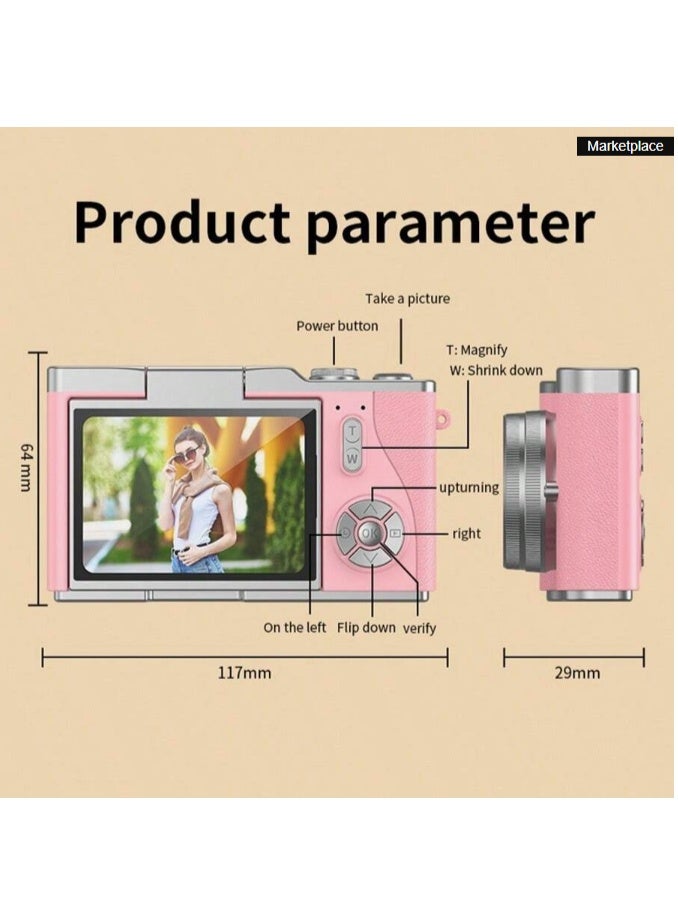 general 48MP Student Digital Camera with 4K CCD Digital Zoom, Portable Digital Camera with 180° Screen and Selfie Camera with Free 32GB SD Card and Card Reader - Image 4