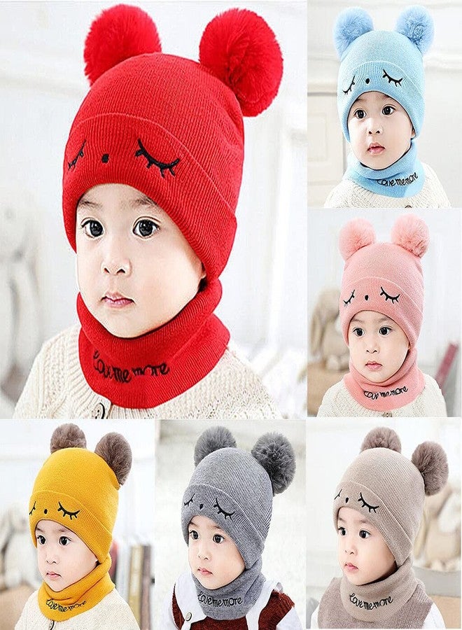 V3E Woolen Warm Double Pom Pom Cap Beanie Hat and Muffler Winter Accessories for Baby Boys and Girls (Grey)-(1-3 Years) - Image 4