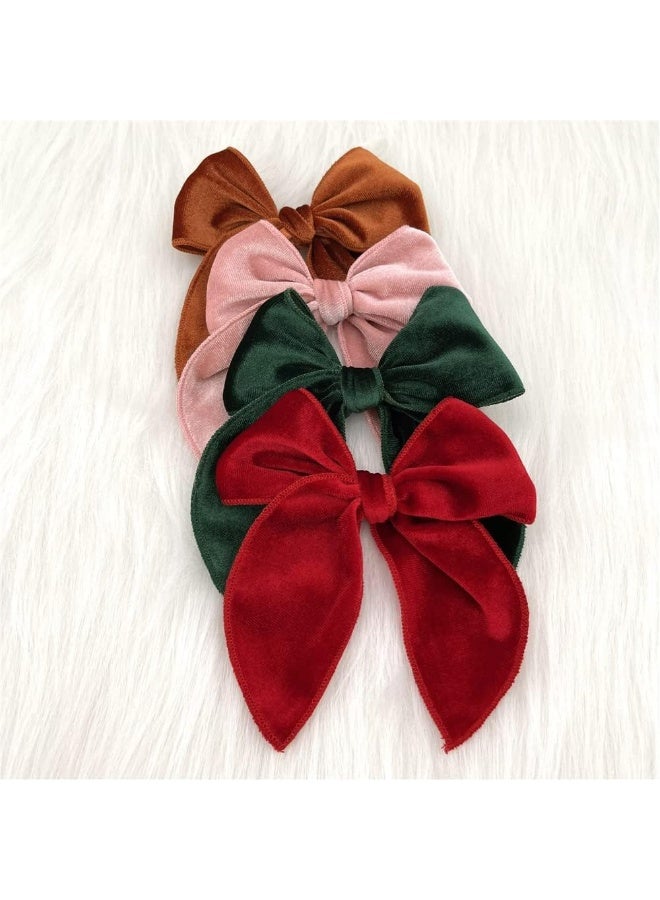 Sugarmelon Large Velvet Fable Bow Hair Clips Barrettes for Baby Girl Velvet Hair Bows Alligator Clip for Little Girls Toddler Kids Teens Women (Large 12 PCS) - Image 4