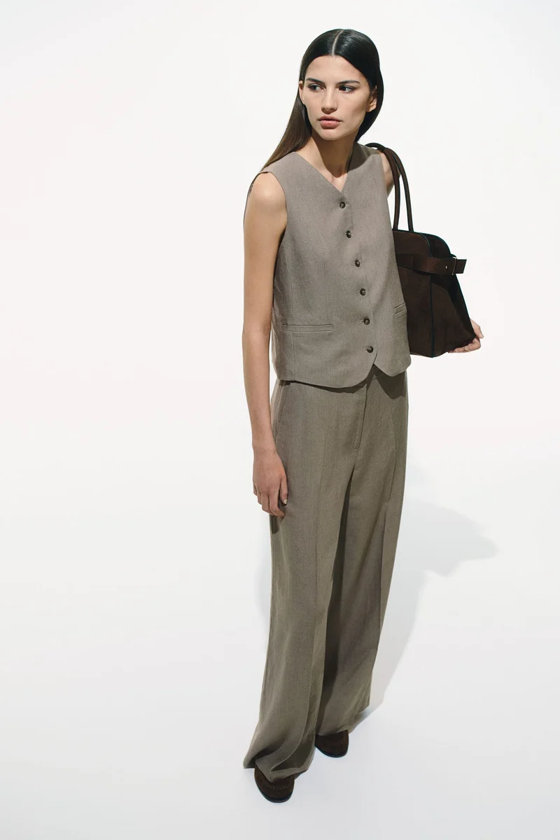H&M Wide linen-blend trousers