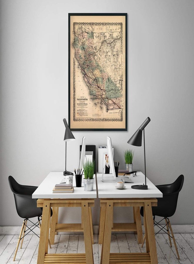 HISTORIX Vintage 1876 Map of California - 24x36 Inch Matte Finish Map - California State Map - Black and Brown - Ready to Frame - Image 5