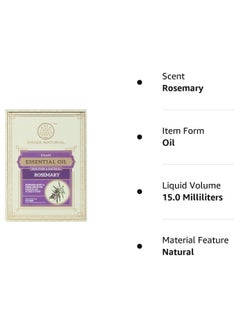 Khadi Natural KHADI NATURAL Ayurvedic Rosemary Essential Oil 15ml|For for Skin Hair growth Aromatherapy Stress-relieving properties Natural and Therapeutic  - Image 2