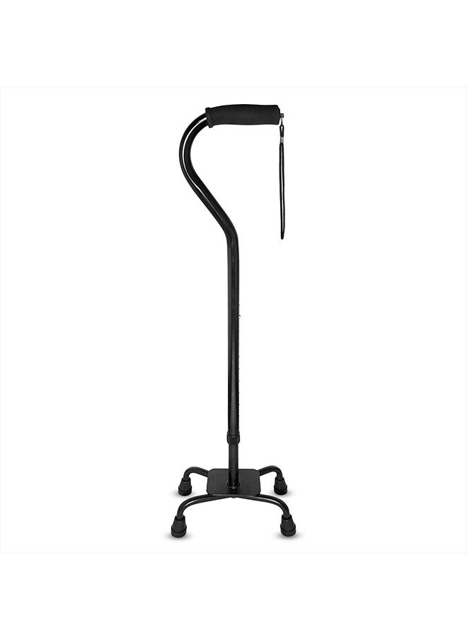 RMS Quad Cane - Adjustable Walking Cane with 4-Pronged Base for Extra Stability - Foam Padded Offset Handle for Soft Grip - Works for Right or Left Handed Men or Women (Black)  - Image 1