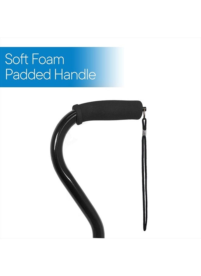 RMS Quad Cane - Adjustable Walking Cane with 4-Pronged Base for Extra Stability - Foam Padded Offset Handle for Soft Grip - Works for Right or Left Handed Men or Women (Black)  - Image 2