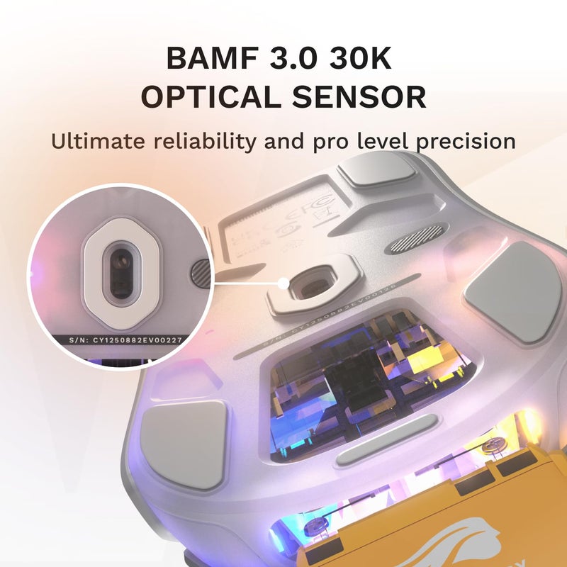 GLORIOUS Gaming Model D3 Wireless Gaming Mouse - InfinitePlay Swappable Battery, 130H Battery Life, 8k Polling, 130M Optical Switches, Ultralight 69g, 30K DPI Optical Sensor, RGB - White - Image 3