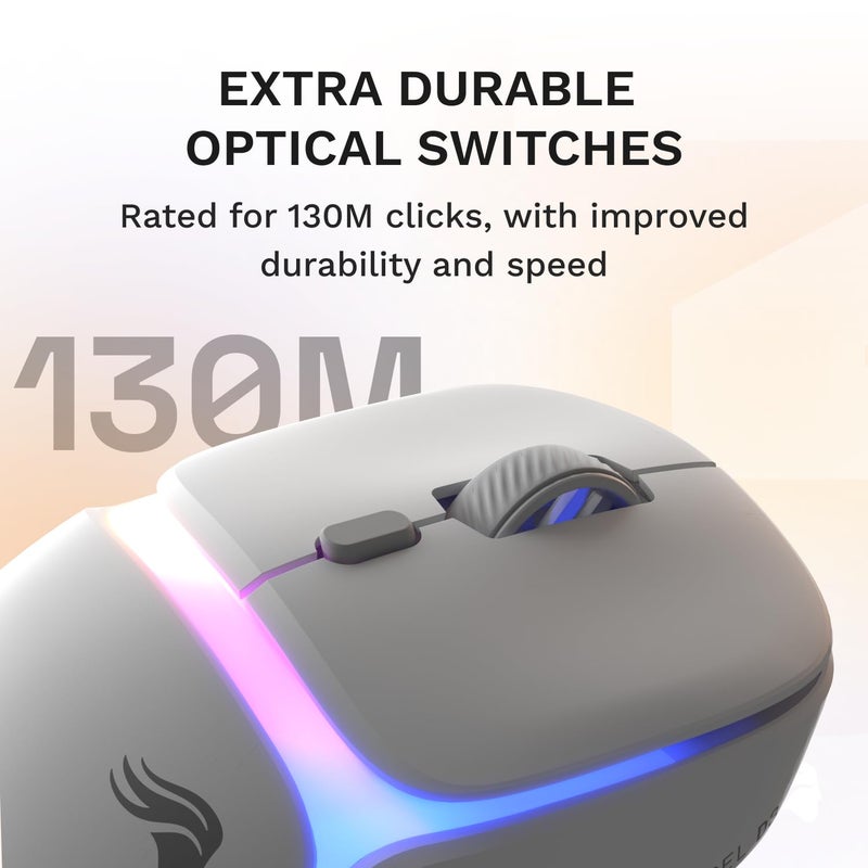 GLORIOUS Gaming Model D3 Wireless Gaming Mouse - InfinitePlay Swappable Battery, 130H Battery Life, 8k Polling, 130M Optical Switches, Ultralight 69g, 30K DPI Optical Sensor, RGB - White - Image 4