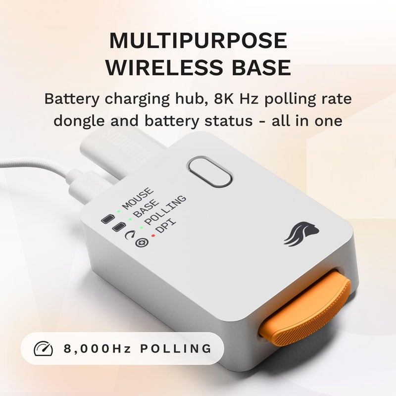 GLORIOUS Gaming Model D3 Wireless Gaming Mouse - InfinitePlay Swappable Battery, 130H Battery Life, 8k Polling, 130M Optical Switches, Ultralight 69g, 30K DPI Optical Sensor, RGB - White - Image 5