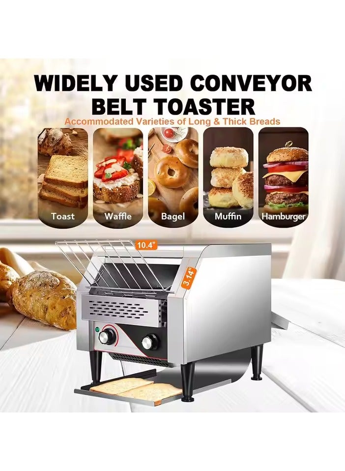 Electric Toaster Machine, 2200W Commercial Conveyor Toaster with Indicator Light, 3 Toasting Modes And 7 Levels Baking Range Adjustable, Two-way Output and Removable Bread Tray, for Restaurants  - Image 3