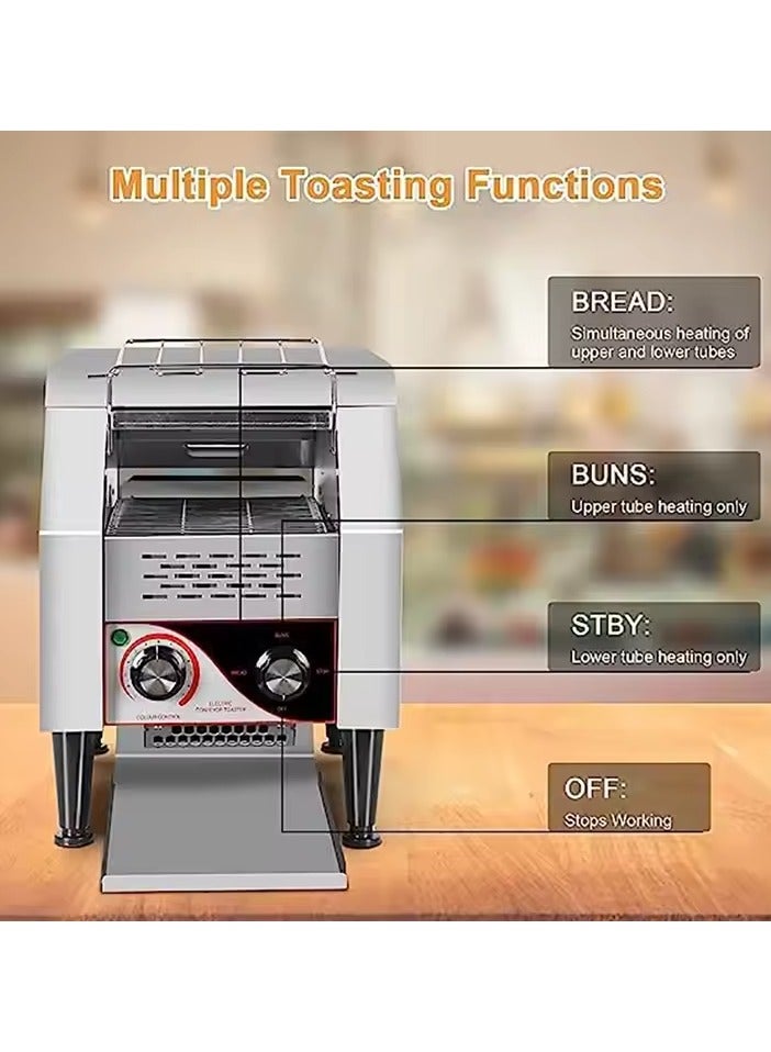 Electric Toaster Machine, 2200W Commercial Conveyor Toaster with Indicator Light, 3 Toasting Modes And 7 Levels Baking Range Adjustable, Two-way Output and Removable Bread Tray, for Restaurants  - Image 4