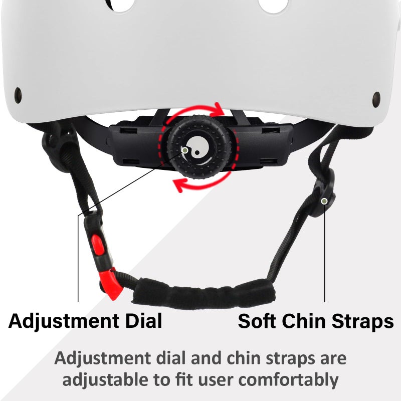 OUWOR Kids Skateboard Bike Helmet for Boy and Girl, Lightweight Adjustable, Multi-Sport for Bicycle Skate Scooter (White, Small) - Image 3