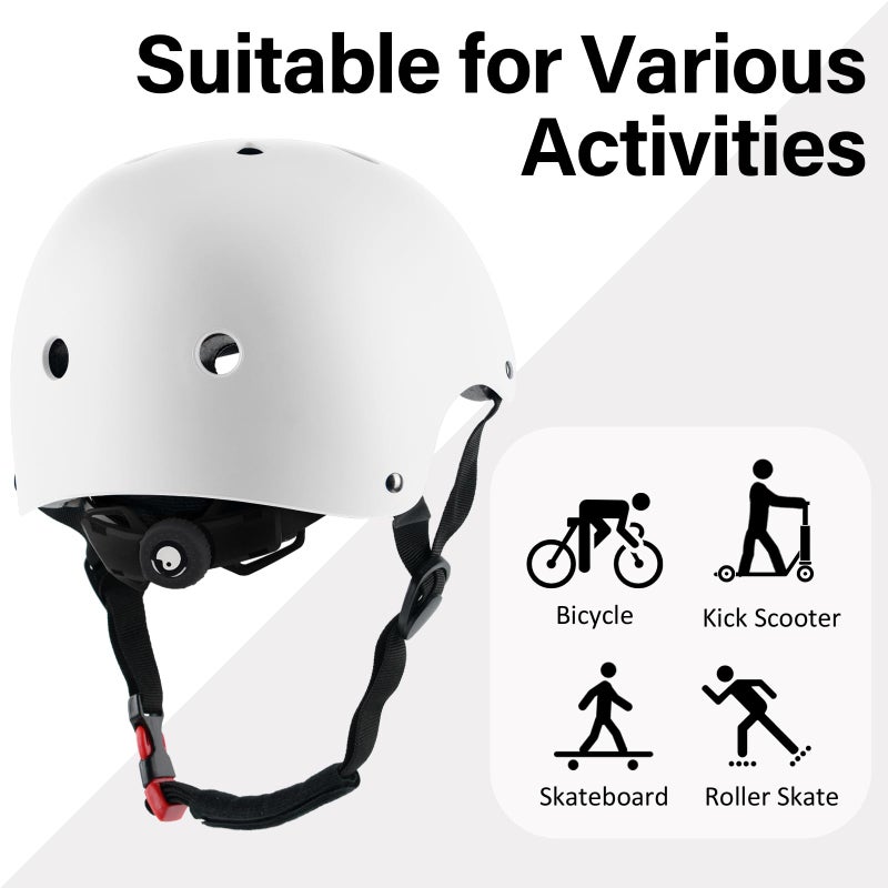 OUWOR Kids Skateboard Bike Helmet for Boy and Girl, Lightweight Adjustable, Multi-Sport for Bicycle Skate Scooter (White, Small) - Image 4