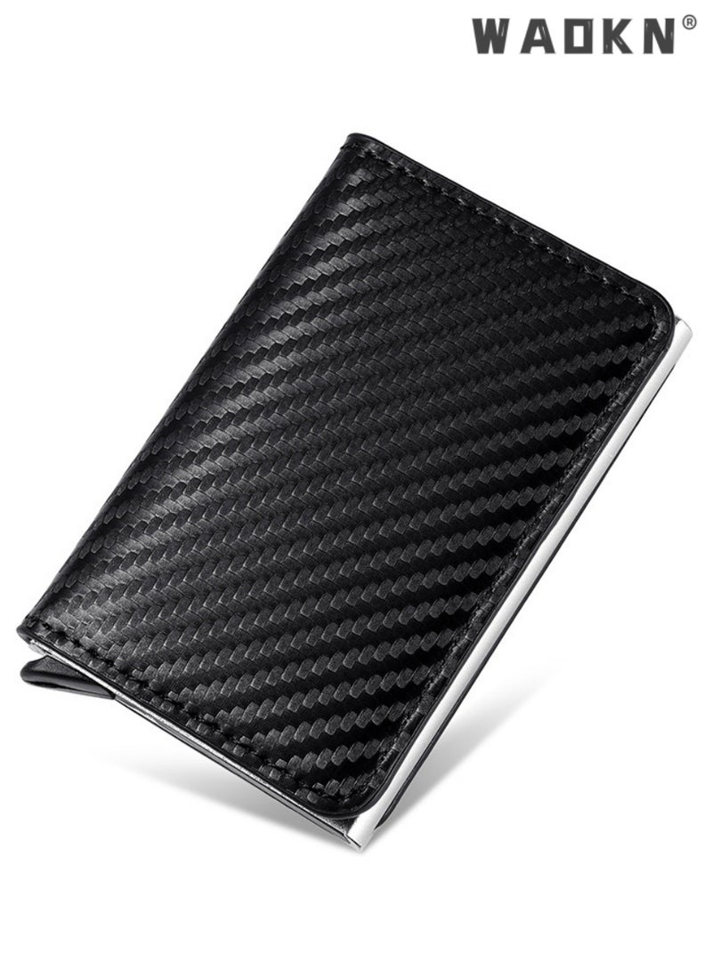 WAOKN Card Holder Wallet with Coin Pocket Magnetic Closure Pop Up Cards, With ID Window Leather Wallet for Cash & Credit Cards, Slim Business Credit Card Wallet with Money Pocket for Men  - Image 3
