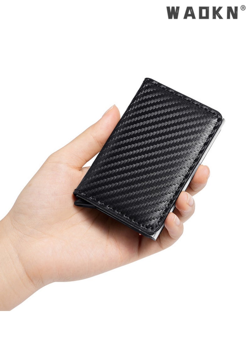 WAOKN Card Holder Wallet with Coin Pocket Magnetic Closure Pop Up Cards, With ID Window Leather Wallet for Cash & Credit Cards, Slim Business Credit Card Wallet with Money Pocket for Men  - Image 5