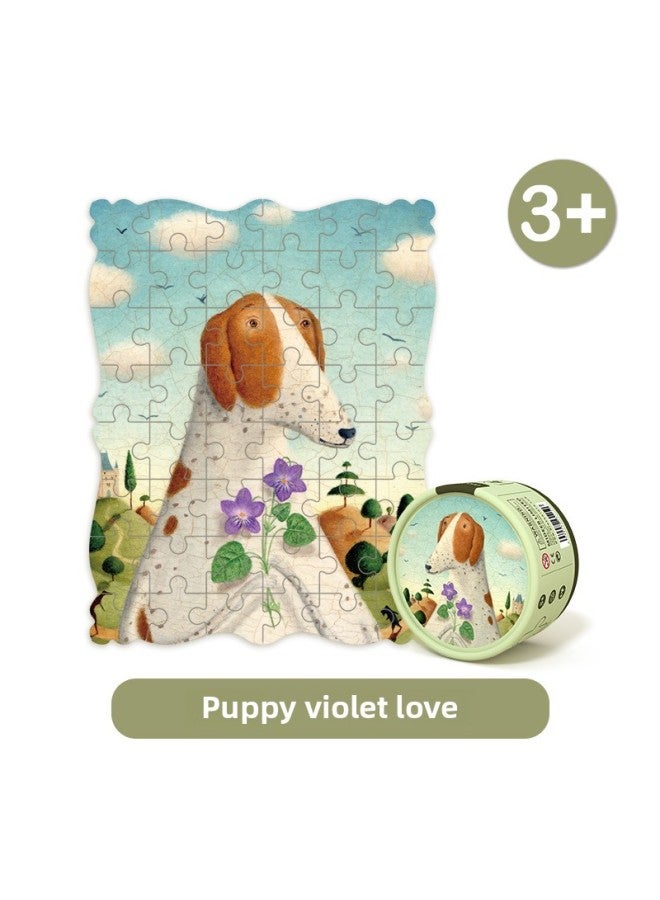 Mideer Milu Children's Advanced Puzzle Big Block Baby Cognitive Early Education Educational Toys For Boys And Girls 1-8 Years Old-Color:Animal Portrait-md3115-Puppy Violet Love - Image 1