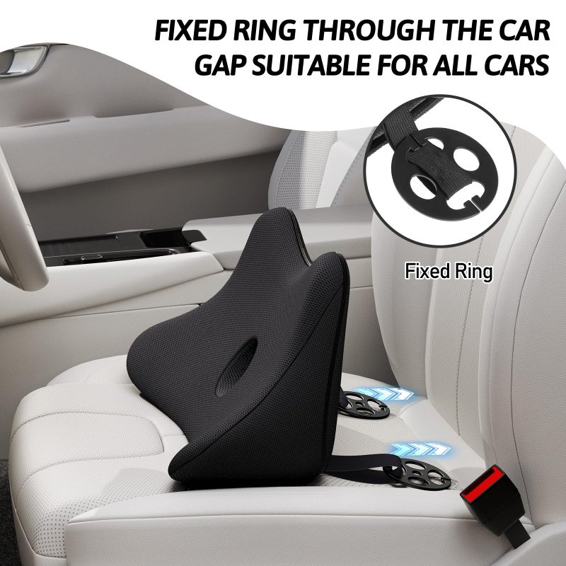 Benazcap Lumbar Support Pillow for Car, Lower Back Support Pillow for Sciatica & Back Pain Relief, 2 in 1 Memory Foam Seat Cushion for Office Chair, Car Seat - Black - Image 5