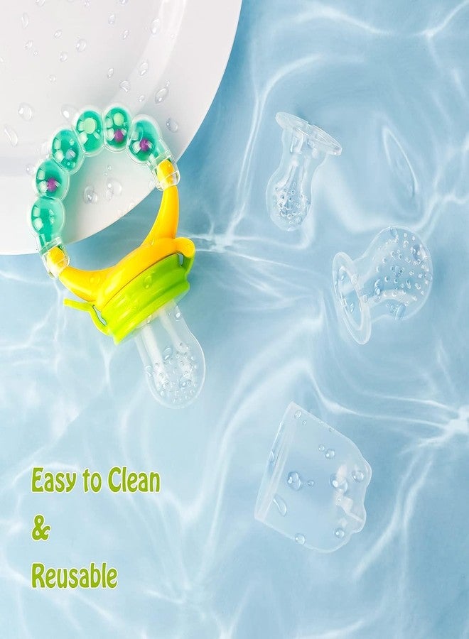 Chopchi Silicone Fruit Rattle Pacifier 1 Pcs,1 pcs Spoon Feeder Bottle and 1 Pcs Finger Brush for Infant Baby 6 Month Above (3 Piece Combo Set-Yellow) - Image 4