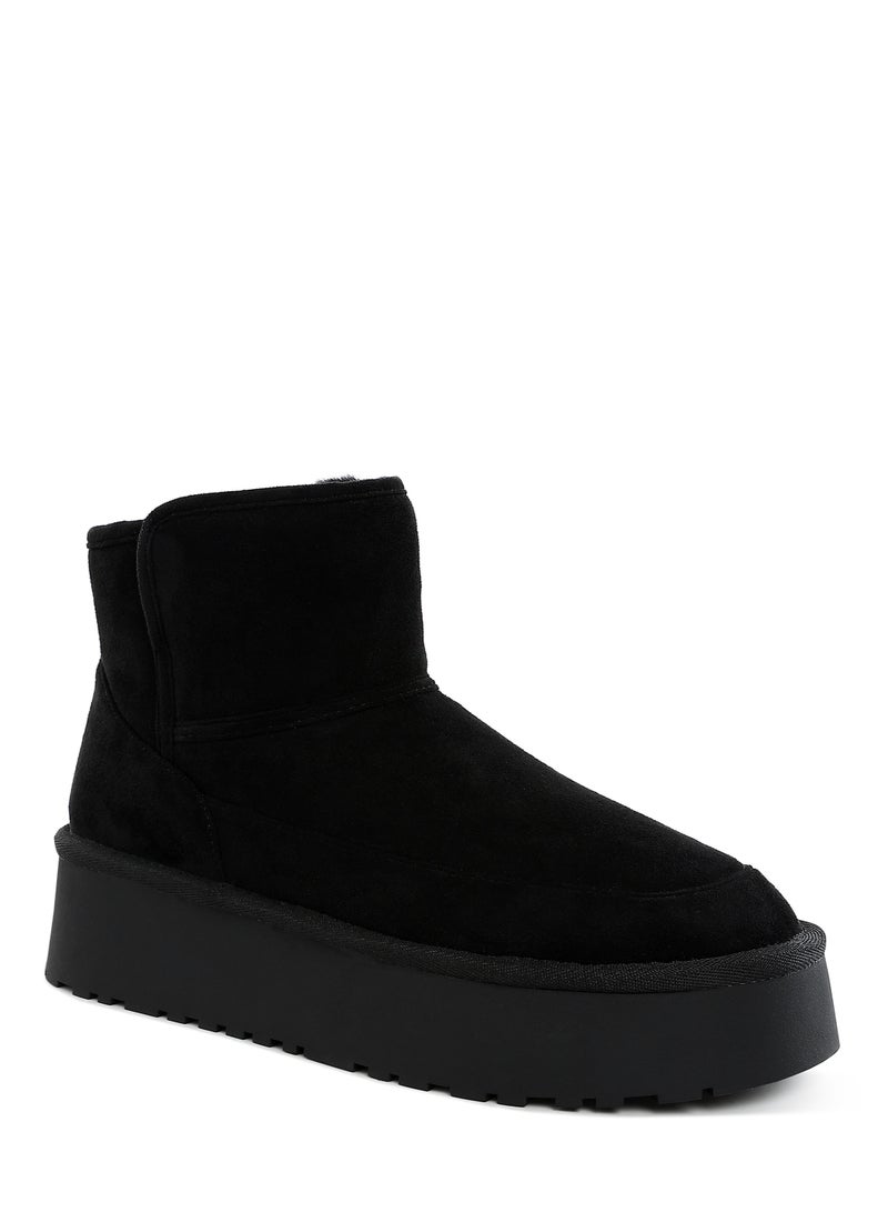 لندن راج أحذية شتوية نسائية من لندن راغ ذات نعل سميك ومنصة سوداء - Image 2