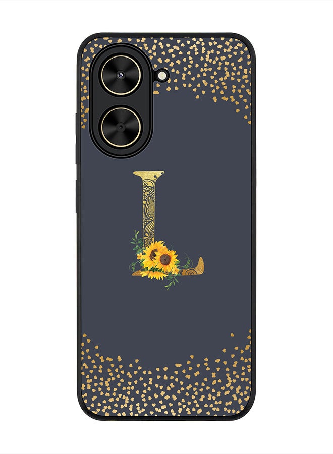 Stylizedd For Xiaomi Poco C71 / Redmi A5 4G Case,Slim fit Camera Protection, Shockproof Thin Phone cover  - Custom Floral Monogram - L  (Grey )