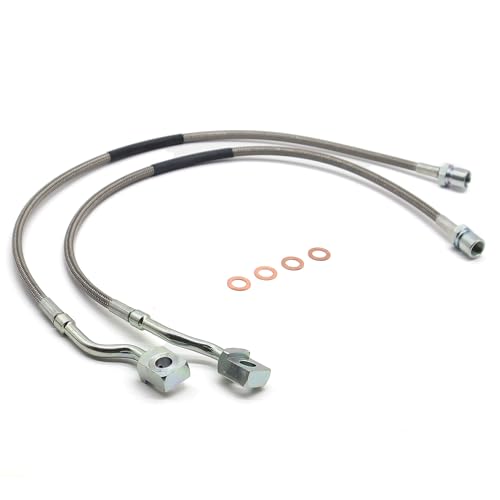 RJSPHH 89370 Front Stainless Brake Lines For Chevy Silverado GMC Sierra 20072019 150020112019 25003500HD - Image 1