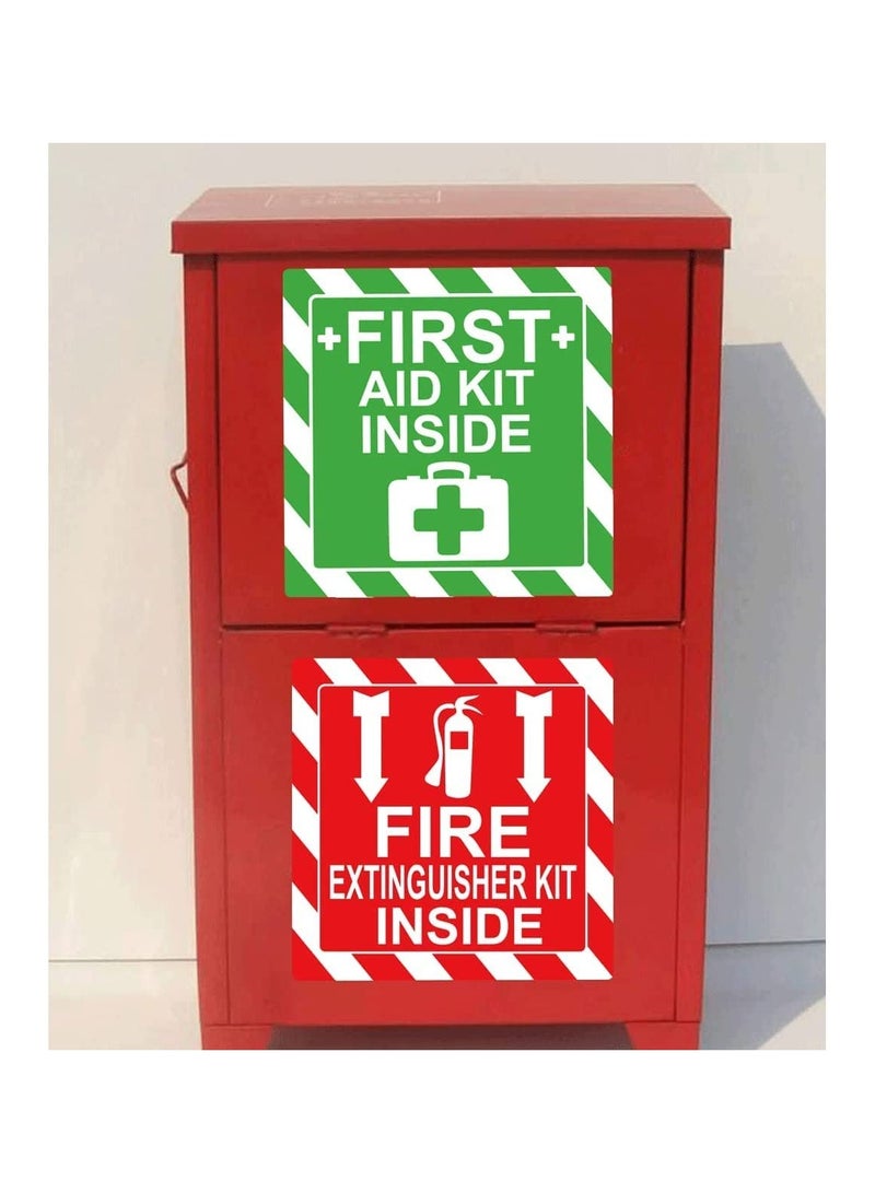 Printed Sticker Fire Extinguisher Inside First Aid Kit Inside, 4 Pieces of Each Shape  - Image 1
