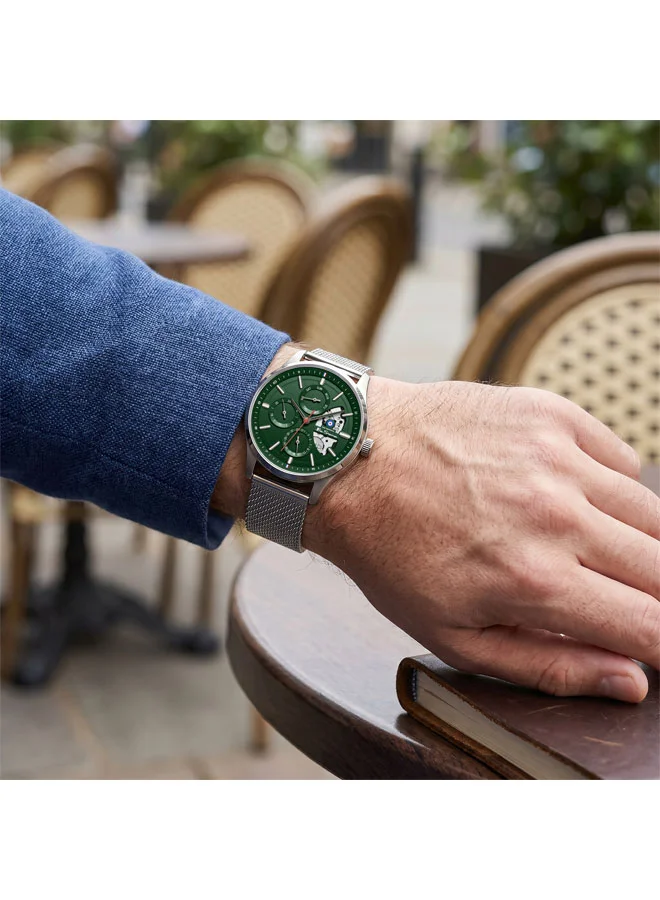 Ben Sherman Green St Albans Green Dial Gunmetal Stainless Steel Bracelet Multifunction Watch for Men, 43.5mm for Men | Best Price UAE