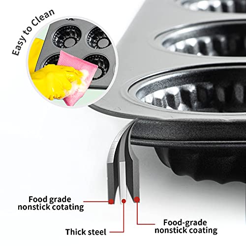 Yomvzake Mini Bndt Cake Pan, Nonstick Brownie Bowl Pan, 12-Cavity Fluted Small Round Cake Mold for Fall Baking & Thanksgiving Muffin Bavarois - Image 3