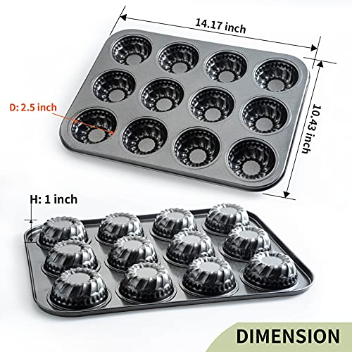 Yomvzake Mini Bndt Cake Pan, Nonstick Brownie Bowl Pan, 12-Cavity Fluted Small Round Cake Mold for Fall Baking & Thanksgiving Muffin Bavarois - Image 4