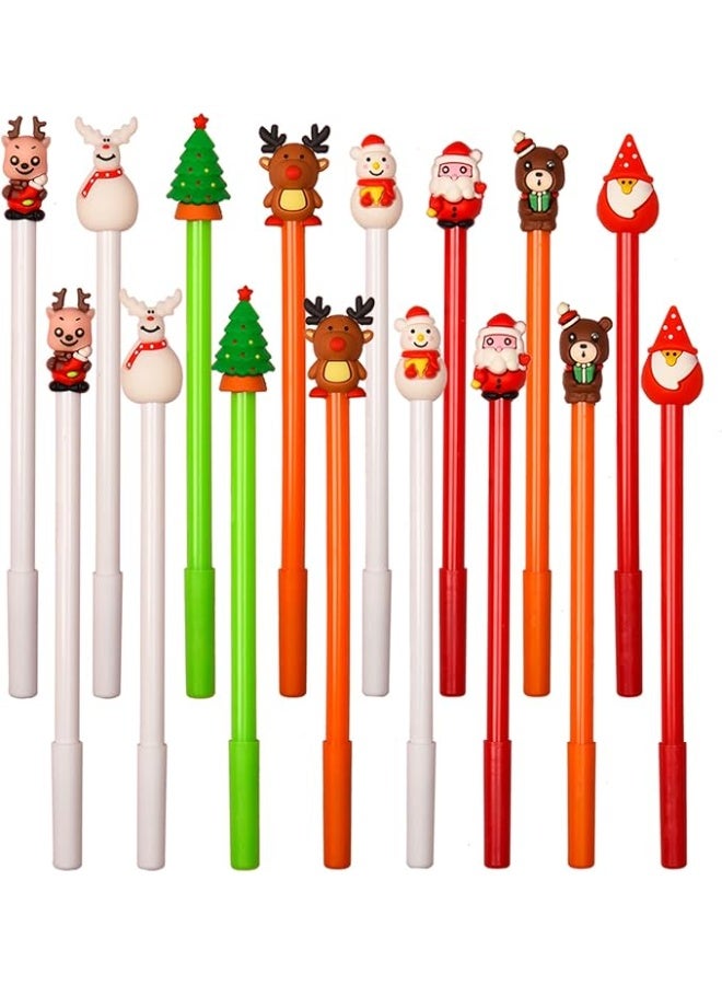 Package includes: A pack of 12 Christmas-themed pens for smooth writing, in 4 colors: red, orange, green, and white, 3 pens of each color; Size information: This cute pen is approximately 7 inches (18 cm) long, made of high-quality plastic and soft silicone.