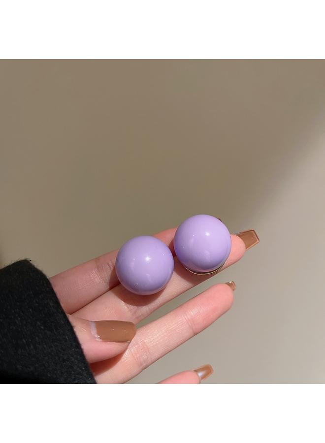 925 Silver Needle Fashion Purple Trendy Simple Fresh Earrings South Korea New Purple Trendy Temperament Earrings