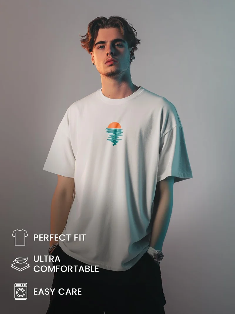 NOBERO Men's Oversized Cotton Graphic T-Shirt