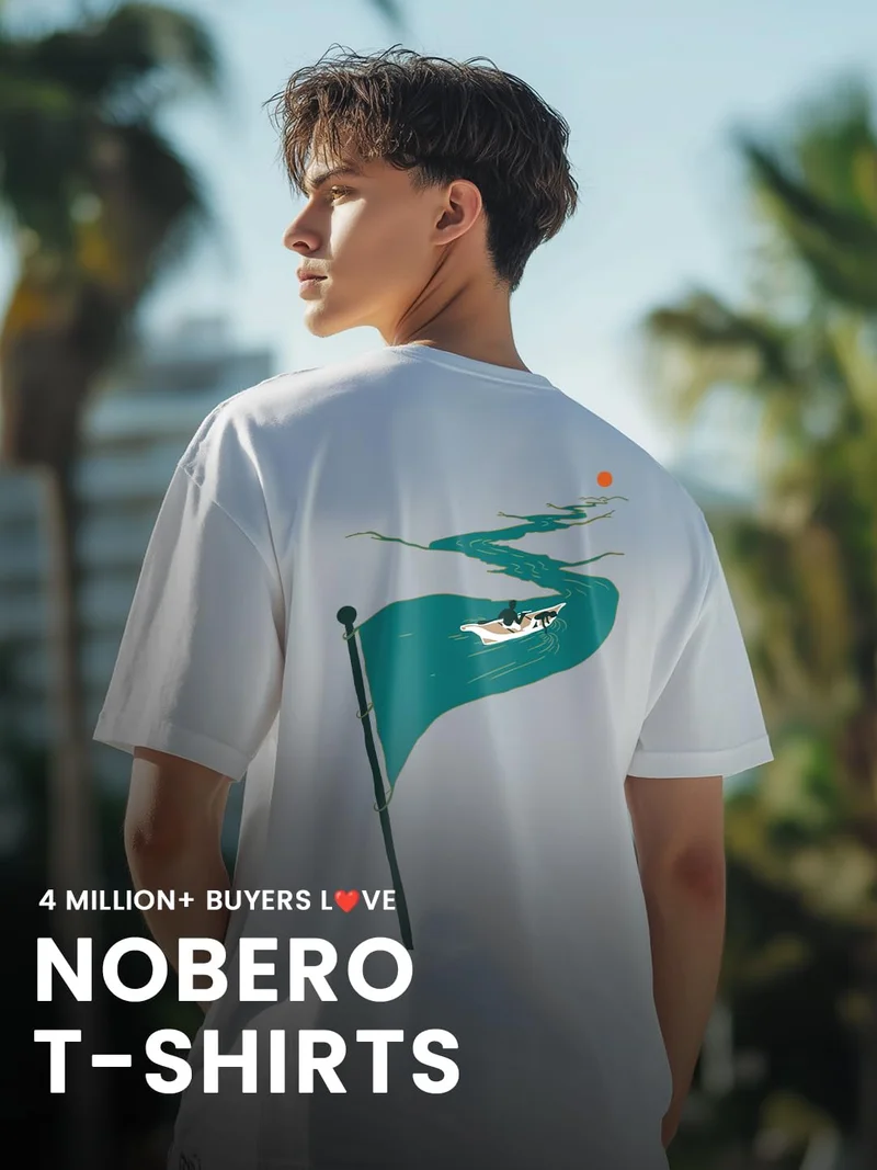 NOBERO  Men's Oversized Cotton Graphic T-Shirt for Men | Best Price UAE