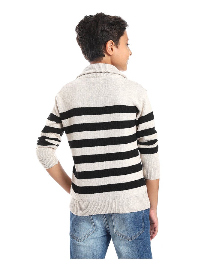 Andora Stripped Black & Ivory Boys Pullover_Multicolour - Image 3