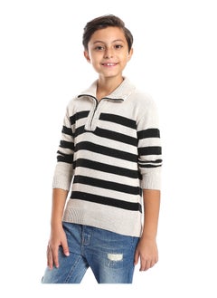 Andora Stripped Black & Ivory Boys Pullover_Multicolour  - Image 5