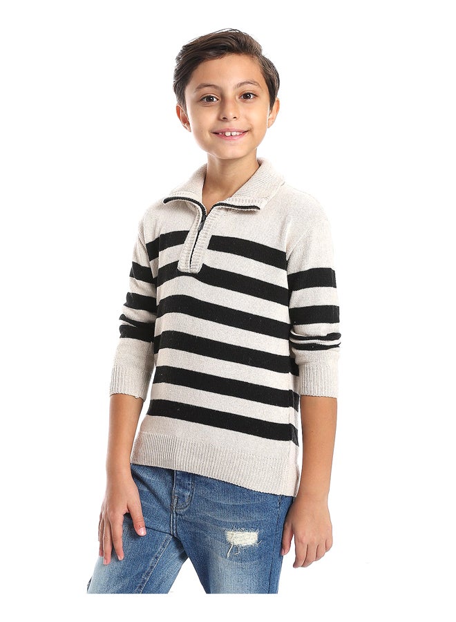 Andora Stripped Black & Ivory Boys Pullover_Multicolour - Image 5