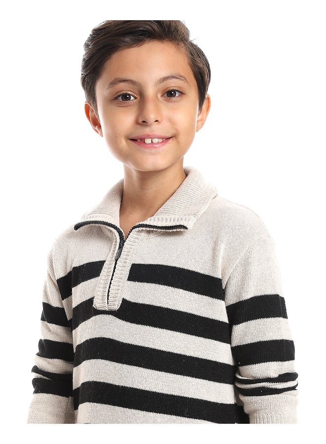 Andora Stripped Black & Ivory Boys Pullover_Multicolour - Image 4