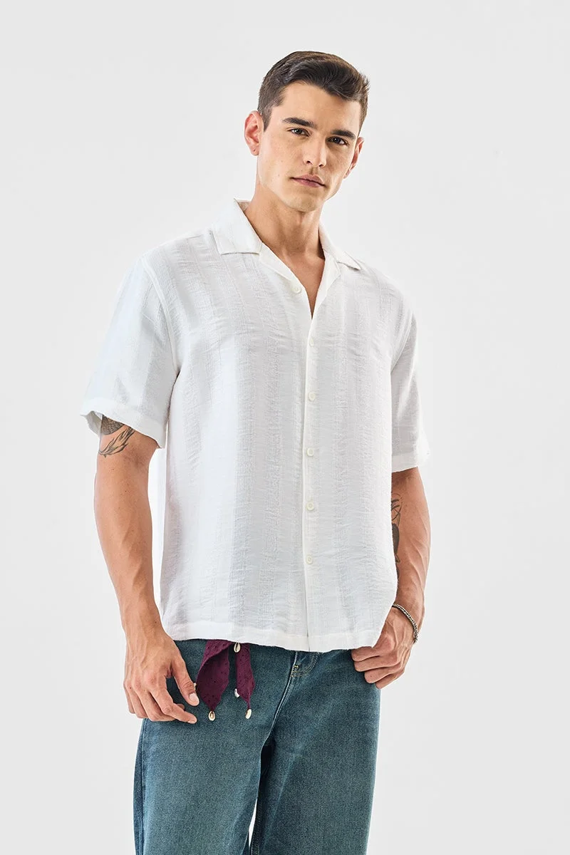 SNITCH Box Fit Textured Stripes Shirt