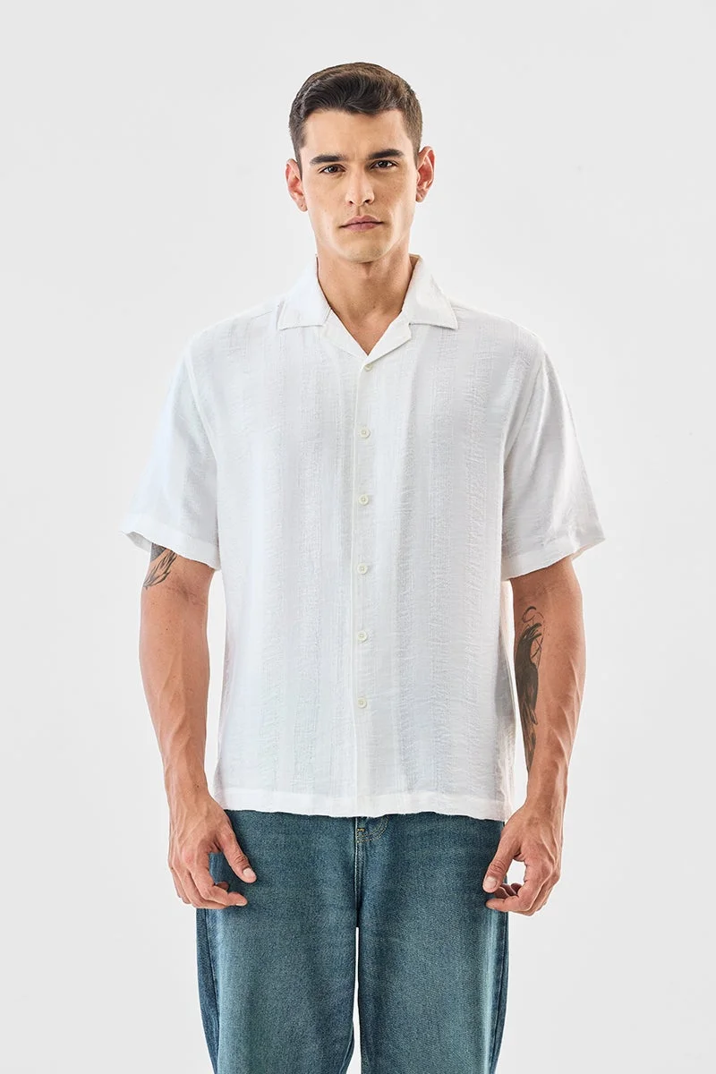SNITCH Box Fit Textured Stripes Shirt