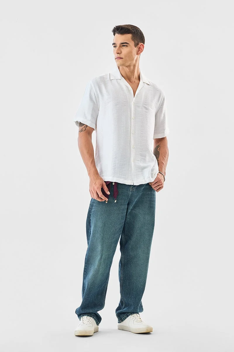 SNITCH Box Fit Textured Stripes Shirt