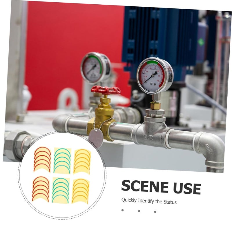 ملصقات مقياس الضغط الملون 6 أوراق أحمر أخضر أصفر ملصقات صناعية مقاومة للماء للسلامة - Image 4