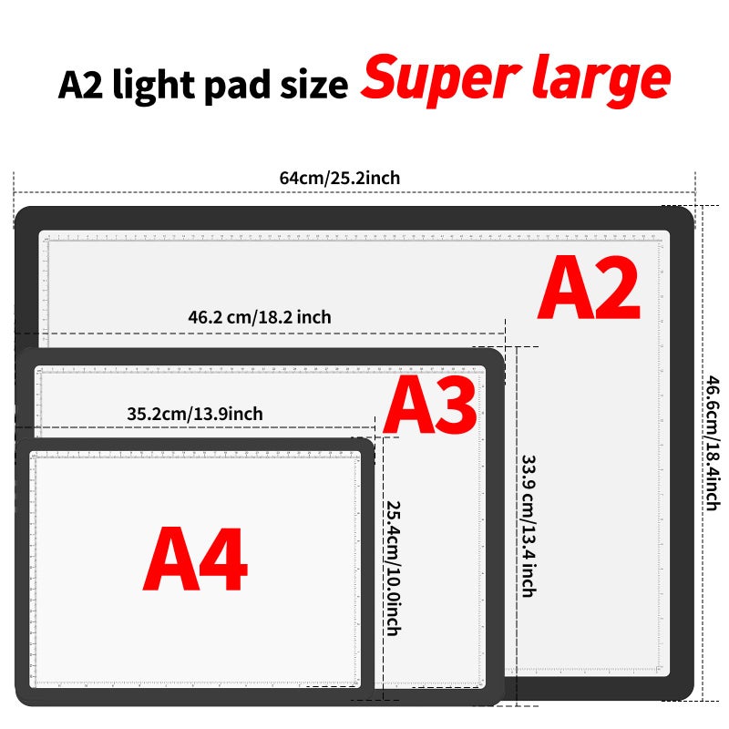 TOHETO A2 Light Pad 25.2''x18.4'', Large Magnetic LED Light Board for Diamond Painting, 3-Color Modes Light Box for Tracing, 6-Level & Stepless Dimmerable Diamond Art Light Table for Drawing,Sketching - Image 2