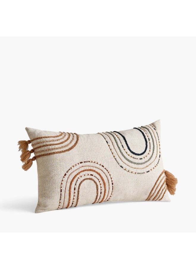 Home Box Arterra Tassel Dori Embroidered Filled Cushion - 35x60 cm  - Image 5