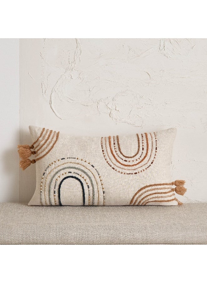 Home Box Arterra Tassel Dori Embroidered Filled Cushion - 35x60 cm  - Image 1