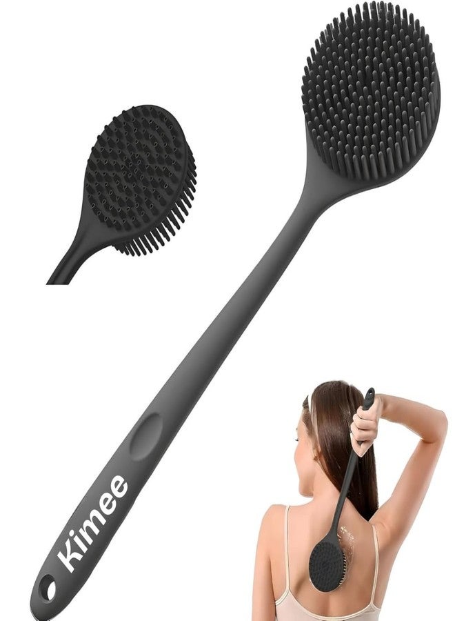 KIMEE Premium Silicone Back Scrubber Shower Brush for Men & Women | Long Handle | Dual-Sided Soft Bristles & Massage Nubs | BPA-Free | Deep Cleansing & Exfoliating Bath Tool (Black) - Image 1