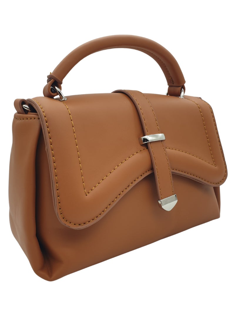 TO FASHION - TO 3006 LEATHER WOMEN, GIRLS TOP HANDLE BAG, CROSS BODY BAG, SHOULDER BAG, WITH ATTATCHED BELT, MODERN, UNIQUE AND ELEGANT DESIGN, DIMENSIONS 15*22*10 CM HAVAN A - Image 1