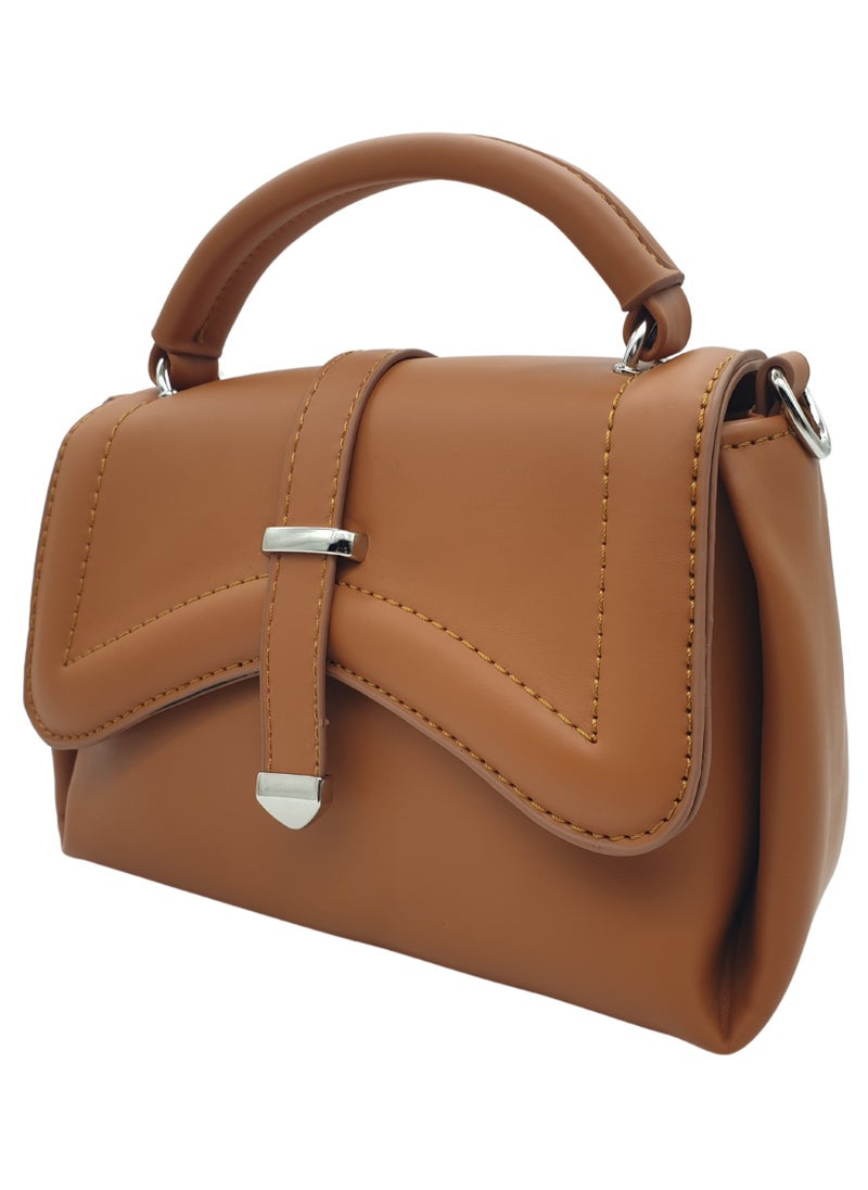 TO FASHION - TO 3006 LEATHER WOMEN, GIRLS TOP HANDLE BAG, CROSS BODY BAG, SHOULDER BAG, WITH ATTATCHED BELT, MODERN, UNIQUE AND ELEGANT DESIGN, DIMENSIONS 15*22*10 CM HAVAN A - Image 1