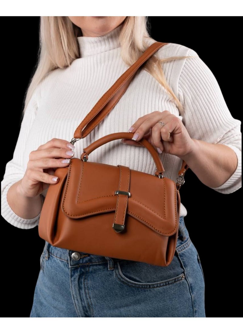 TO FASHION - TO 3006 LEATHER WOMEN, GIRLS TOP HANDLE BAG, CROSS BODY BAG, SHOULDER BAG, WITH ATTATCHED BELT, MODERN, UNIQUE AND ELEGANT DESIGN, DIMENSIONS 15*22*10 CM HAVAN A - Image 1