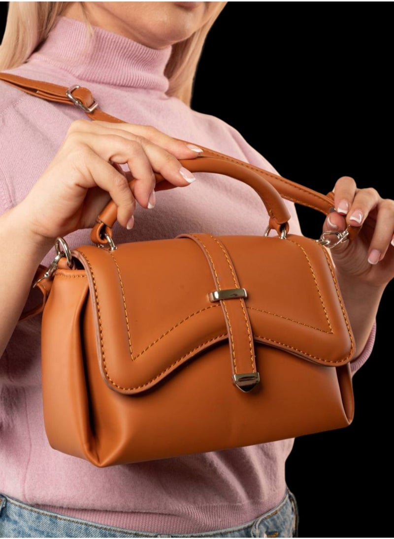 TO FASHION - TO 3006 LEATHER WOMEN, GIRLS TOP HANDLE BAG, CROSS BODY BAG, SHOULDER BAG, WITH ATTATCHED BELT, MODERN, UNIQUE AND ELEGANT DESIGN, DIMENSIONS 15*22*10 CM HAVAN A - Image 1