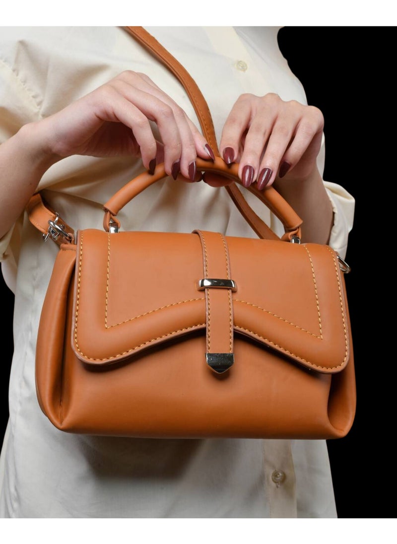 TO FASHION - TO 3006 LEATHER WOMEN, GIRLS TOP HANDLE BAG, CROSS BODY BAG, SHOULDER BAG, WITH ATTATCHED BELT, MODERN, UNIQUE AND ELEGANT DESIGN, DIMENSIONS 15*22*10 CM HAVAN A - Image 1